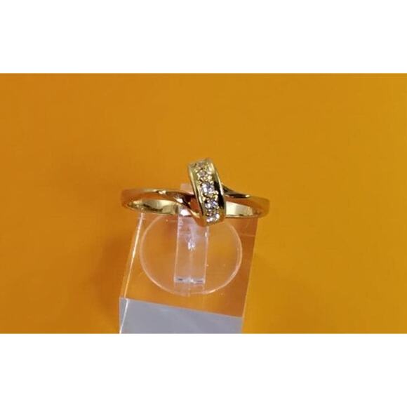 Vintage 1990's NOS 14kt Gold Plated CZ Love Knot Ribbon Stack Band Ring Size 11 - Picture 3 of 7